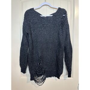 Windsor Womens Long Sleeve Distressd Boho grunge tunic‎ long length sweater sz M